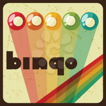 Bingo or lottery retro game illustration with balls.