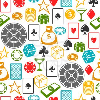 Casino gambling seamless pattern with game objects.