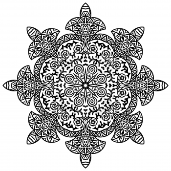 Indian ethnic round ornament. Mandala. Hand drawn henna tattoo decorative element.