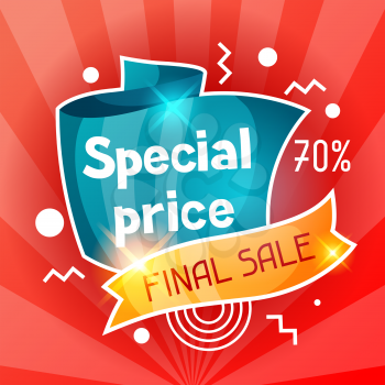 Special price. Sale banner. Advertising flyer for commerce, discount and offer.