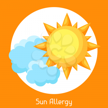 Sun allergy. Vector illustration for medical websites advertising medications.