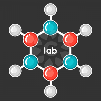 Molecular structure emblem. Research concept in flat style.