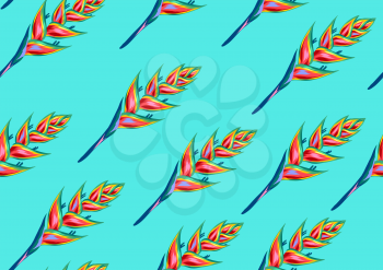 Seamless pattern with heliconia flowers. Decorative ornament.