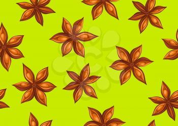Seamless pattern with anise stars. Decorative ornament.