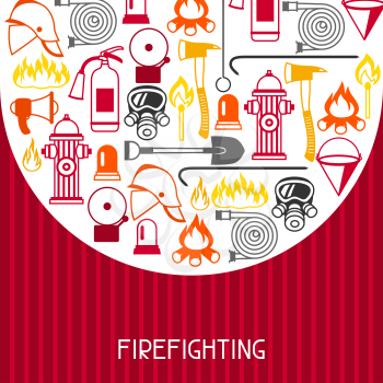 Background with firefighting items. Fire protection equipment.