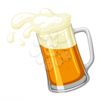 Mug with light beer and froth. Illustration for Oktoberfest.