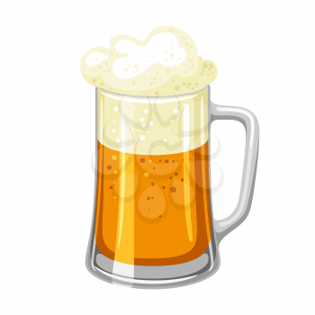 Mug with light beer and froth. Illustration for Oktoberfest.