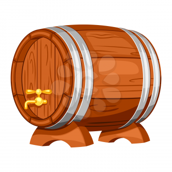 Beer wooden barrel on white background. Illustration for Oktoberfest.