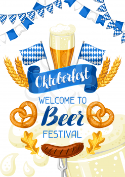 Oktoberfest. Welcome to beer festival. Invitation flyer or poster for feast.