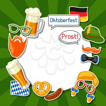 Oktoberfest frame with photo booth stickers. Design for festival and party.