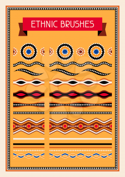 Ethnic pattern brushes. Australian traditional geometric ornament