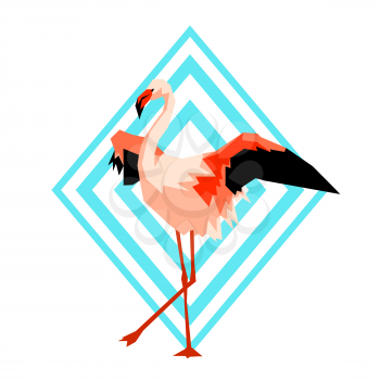 Design with flamingo. Tropical bright abstract bird.
