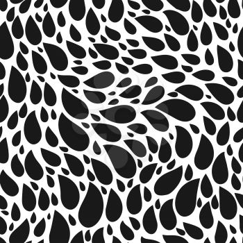 Abstract seamless drop pattern. Monochrome black and white texture. Repeating geometric simple graphic background.