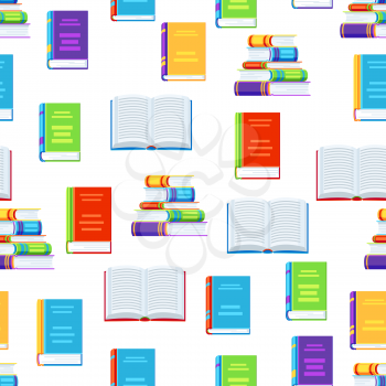 Seamless pattern with books. Education or bookstore background in flat design style.