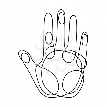 Endless line art illustration of hand. Continuous black outline drawing on white background.