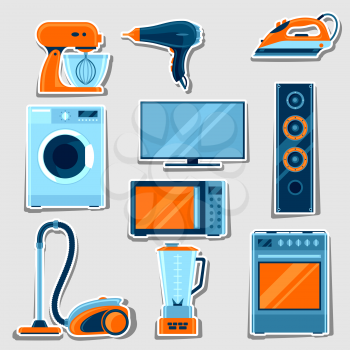 Set of home appliances. Household items for sale and shopping advertising design.