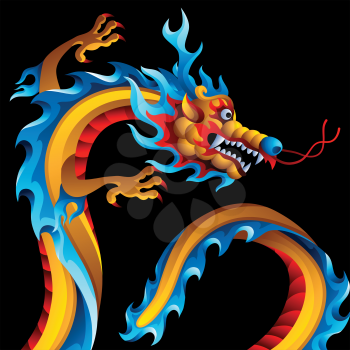 Background with Chinese dragon. Traditional China symbol. Asian mythological color animal.