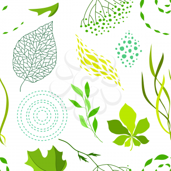 Seamless nature pattern with stylized green leaves. Nature illustration.