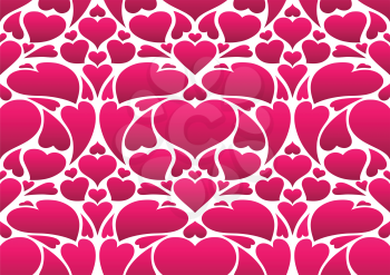 Happy Valentine Day seamless pattern. Pink hearts shape. Love romantic background. weeding design.