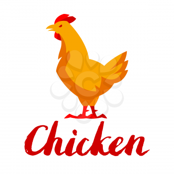 Chicken emblem. Stylized illustration of yellow hen.