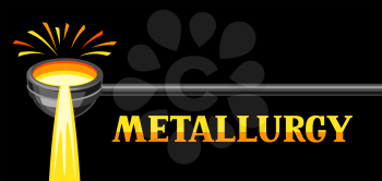 Metallurgical ladle illustration. Industrial equipment for casting metal.