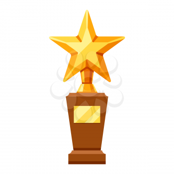 Gold prize icon with star. Illustration of award for sports or corporate competitions.
