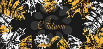 Background with printed leaves. Art illustration of autumn foliage.