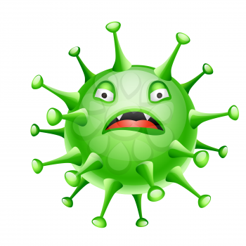Influenza virus illustration. Little angry microbe or monster.