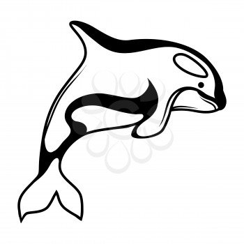 Black and white whale killer. Stylized engraving illustration.