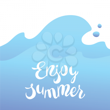 Enjoy summer illustration. Color card with wave and lettering.