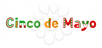 Cinco de mayo greeting card. Patterned lettering text.