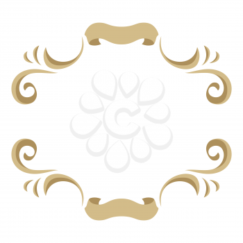 Frame with ornamental floral gold elements. Caligraphic curls.