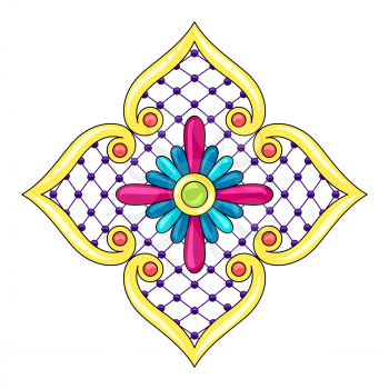 Mexican star with ornamental flower. Traditional decorative object. Talavera ceramic pattern. Ethnic folk ornament.