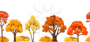 Autumn seamless pattern with stylized trees. Natural illustration.