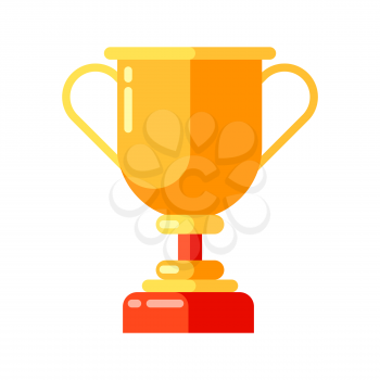 Icon of gold cup in flat style. Illustration isolated on white background.