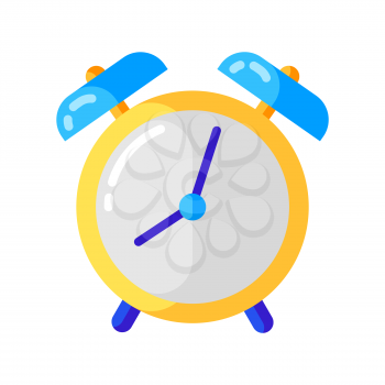 Icon of alarm clock in flat style. Illustration isolated on white background.
