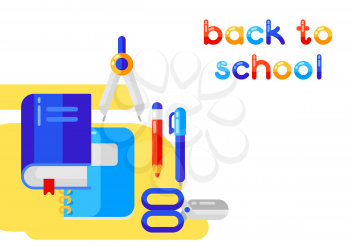 Back to school background with education icons. Illustration in trendy flat style.