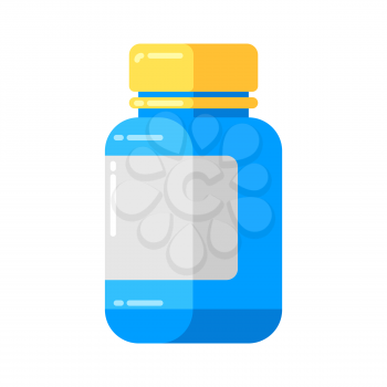 Can of pills icon in flat style. Medical illustration isolated on white background.