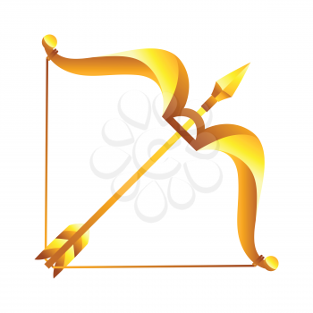 Sagittarius zodiac sign, golden horoscope symbol. Stylized astrological illustration.