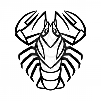 Cancer zodiac sign, black horoscope symbol. Stylized astrological illustration.