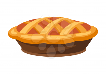 Happy Thanksgiving illustration of turkey pie. Autumn seasonal holiday food.