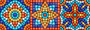 Ancient mosaic ceramic tile pattern. Decorative glass ornament. Abstract antique texture.