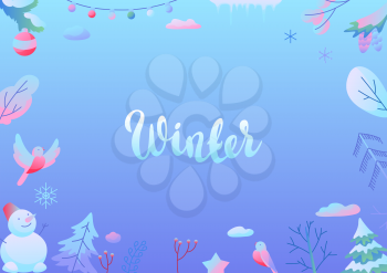 Background with winter items. New Year and Christmas objects.