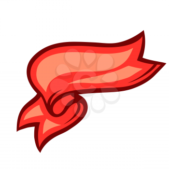 Illustration of red ribbon. Stylized cartoon icon in retro style.