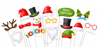 Merry Christmas photo booth props. Accessories for festival and party.