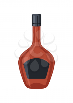 Illustration classic bottle of cognac. Icon for bars and restaurants.