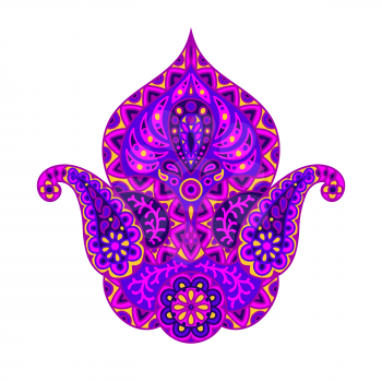 Indian ethnic ornamental decorative element. Ethnic floral folk ornament with lotus flower. Henna mandala tattoo style.