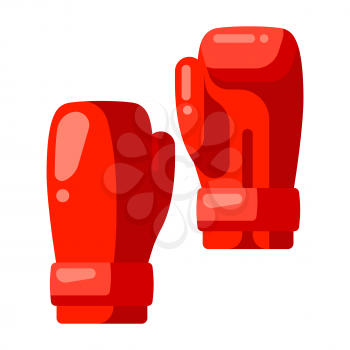 Icon of boxing gloves in flat style. Stylized sport equipment illustration.