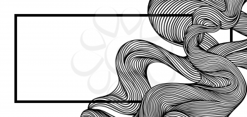 Background with wave line curls. Monochrome stripes black and white texture. Wavy abstract fur or hair.
