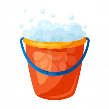 Illustration of soap bucket. Housekeeping cleaning item for service, design and advertising.